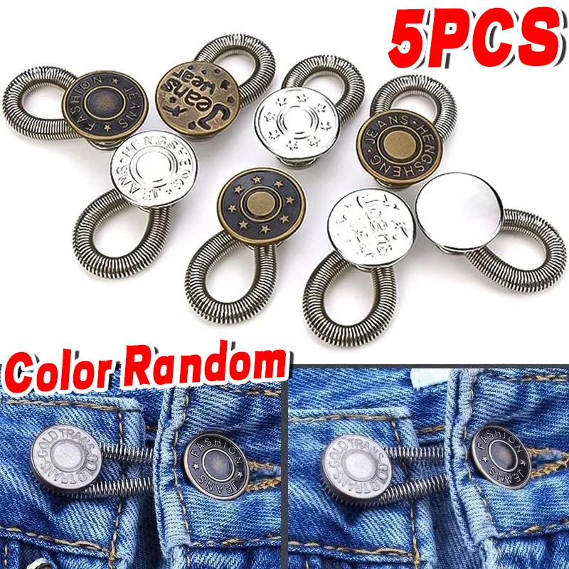 

5-100pcs Elastic Button Waist Extender Spring Expansion Design for Pants Skirts Comfort Upgrade