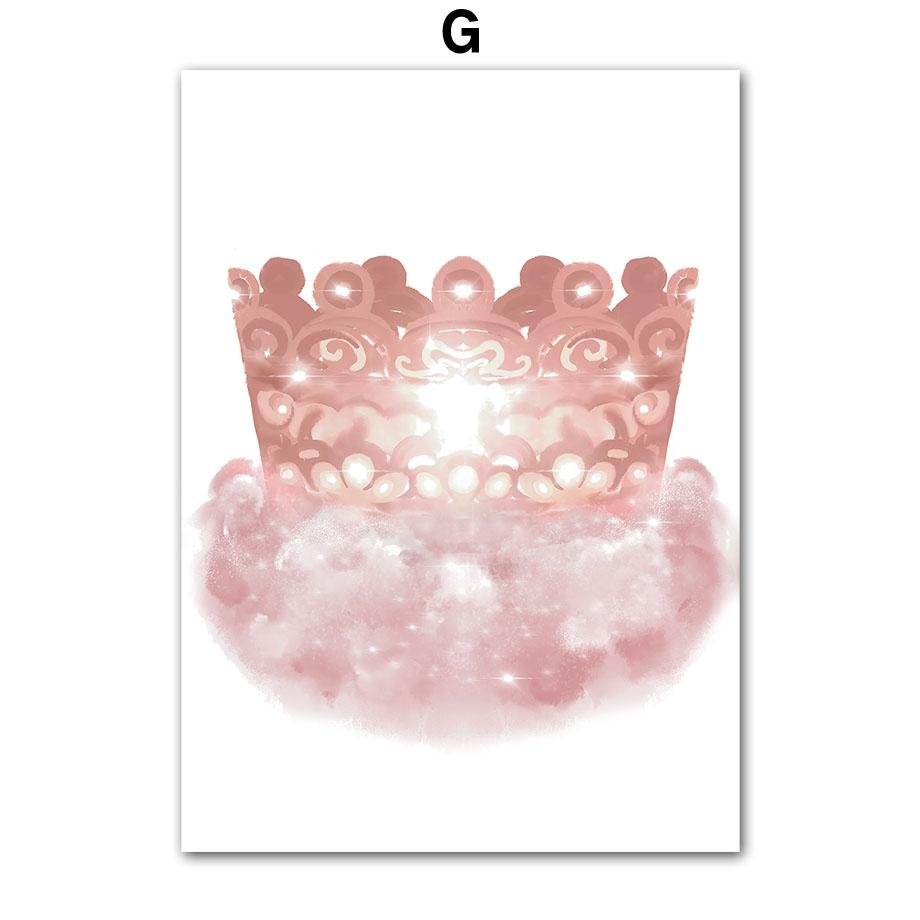 Princess Girl Castle Crown Carriage Magic Wand Wall Art Canvas Painting Cartoon Posters And Prints Pictures Girl Kids Room Decor