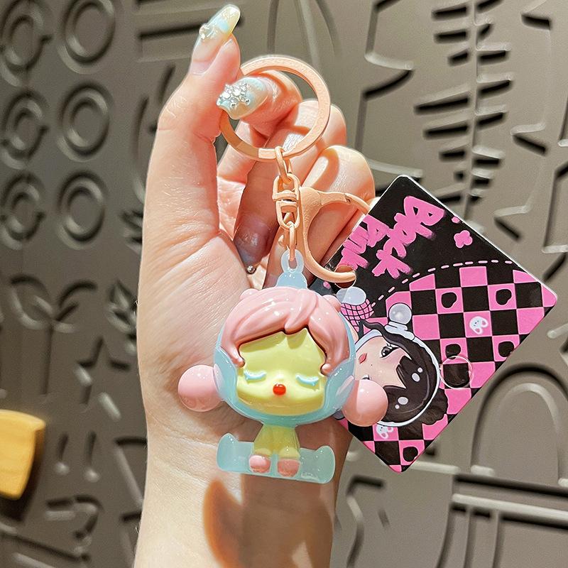 Creative Cute Electroplating Sitting Posture Keychain Girl Bag Doll Pendant Gift