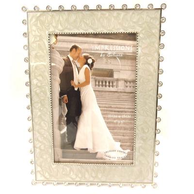 [L1526] - Ramka na zdjęcia 'Romance' beżowo-chromowa (10x15 cm)