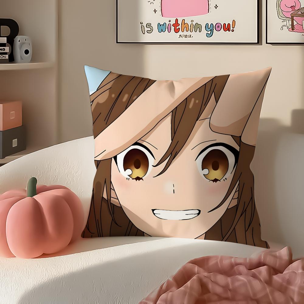 Sweet Romantic Japanese Anime HHorimiya Cushion Cover Pillowcase Short Plush Invisible Zipper Room Sofa Cushion Cover
