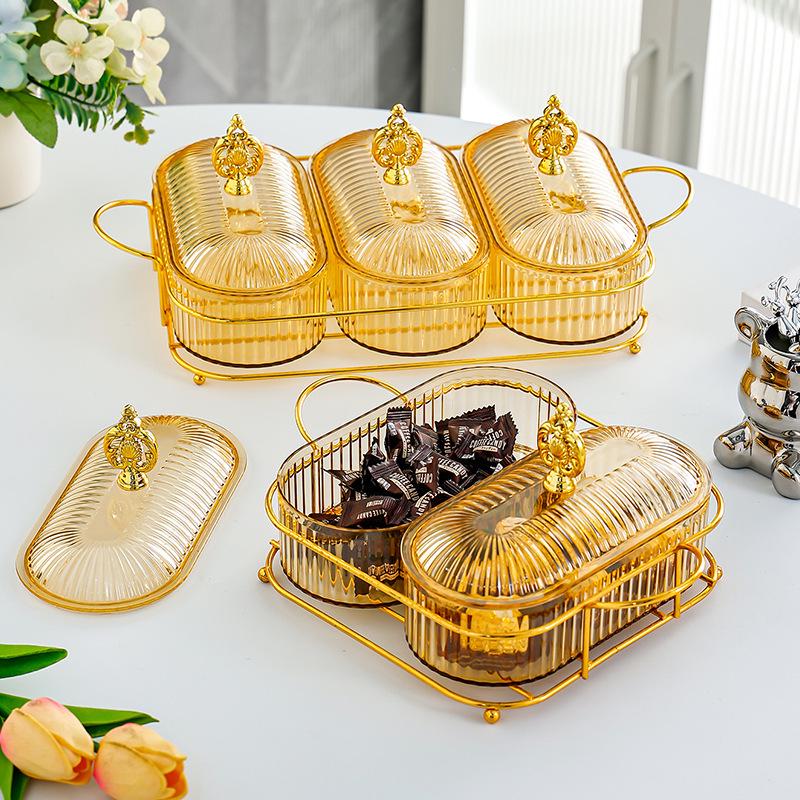 Luxurious Multi-Compartment Snack Storage: Fruit, Candy, and Pastry Dish for Living Room or Coffee Table