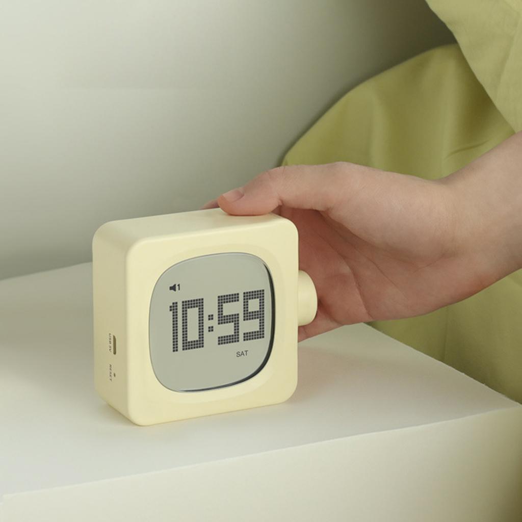 Stylish Cubic Alarm Clock with Backlight for Students Minimalists 2 Alarms LED Desk Clock Rechargeable Night Light Timer