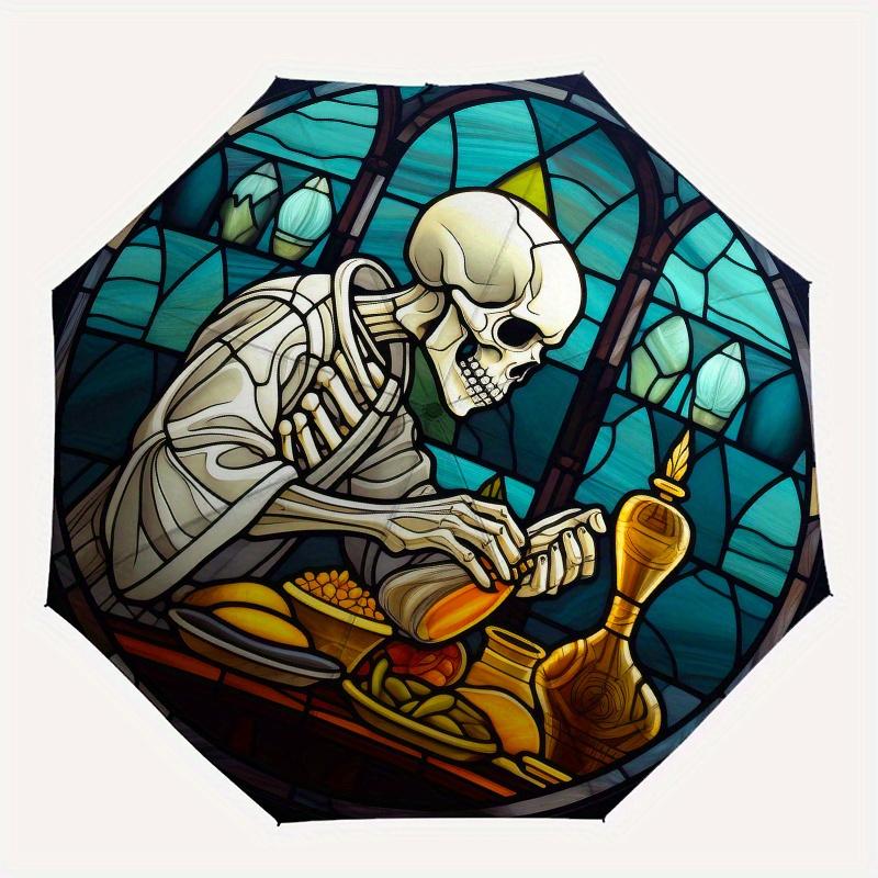 Stained Glass Skeleton with Feast Wall Art Decor Umbrella, Christmas Gift Y151