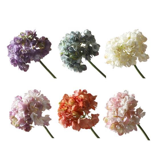 Real Touch Hydrangea Artificial Flowers Full Faux Hydrangea Flower with Stem Lifelike Large Fake Silk Flowers for Home Party Floral Arrangements