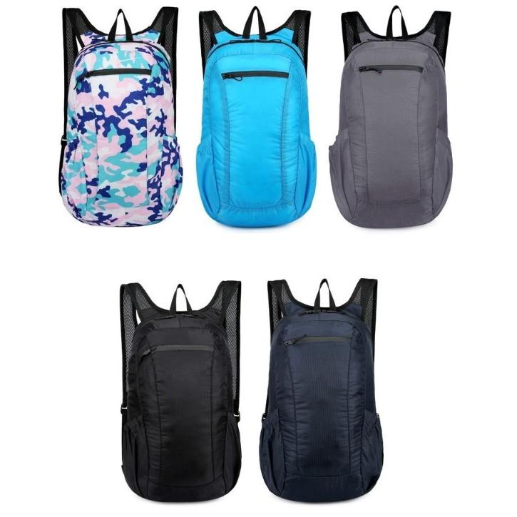Polyester Camping Backpack Zipper Foldable Travel Bag Simple Sports Backpack  Men