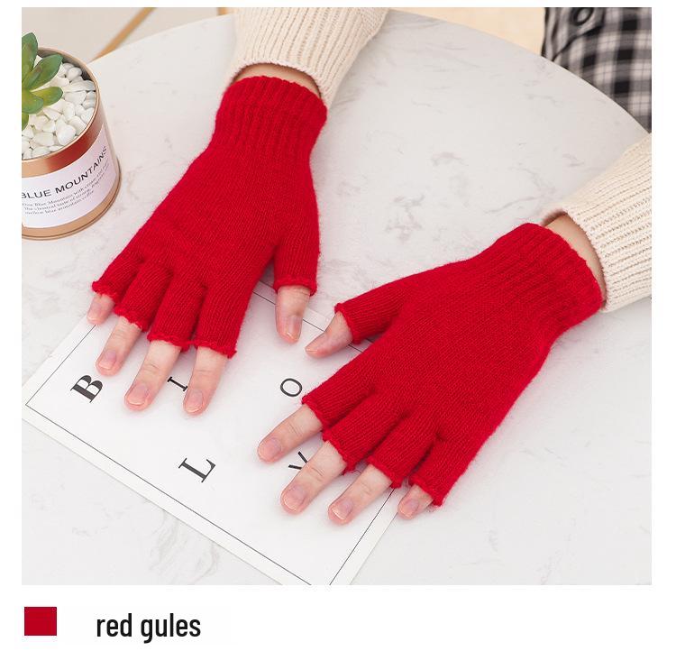Unisex Wool Half-Finger Gloves for Autumn/Winter - Knitted Fingerless Gloves for Cycling & Typing