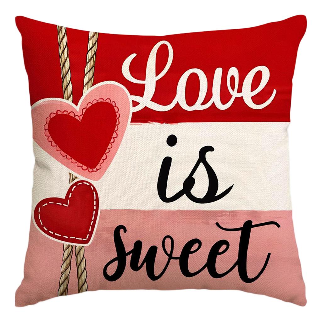 Valentine's Day Decor Pillowcases, Love Heart Printed Cushion Covers For Sofa/Bed,Red Black Cases For Home Decoration