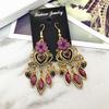 Vintage court gem set earrings long temperament bohemian earrings niche earrings women