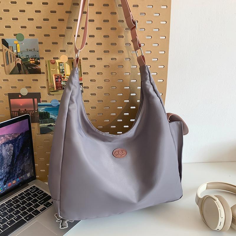 Canvas Bag Women's High End Versatile Niche Dumpling Bag Solid Color One Shoulder Crossbody Bag