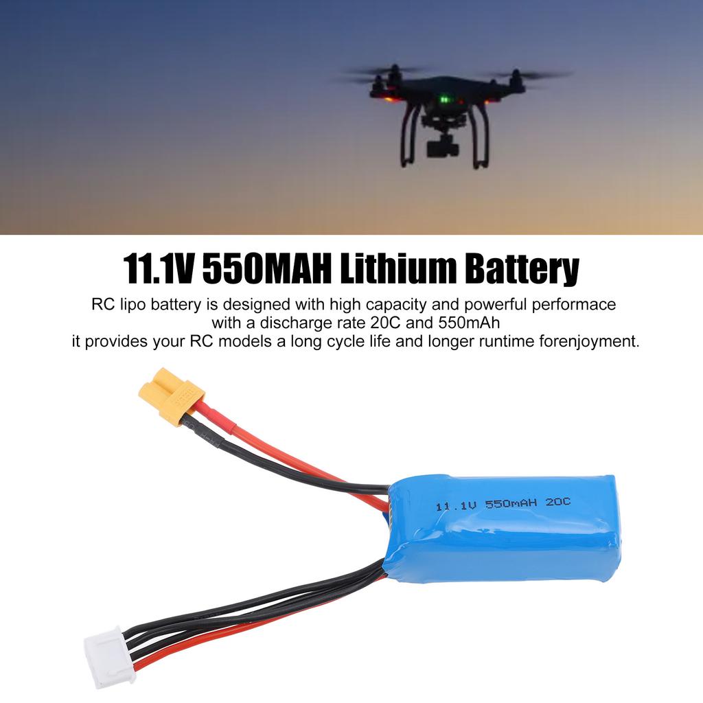 11.1V 550MAH 20C 3S RC Helicopter Lithium Battery Replacement for YUXIANG F150 Helicopter