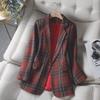 Women's Spring & Autumn Cross-Grid Blazer: Korean Business Casual British Style