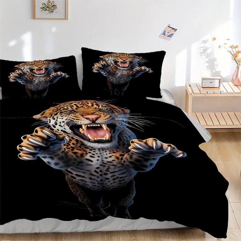 

3pcs Leopard Print Duvet Cover Set - Machine Washable, Includes 1 Cover and 2 Pillowcases, No Core Included yy251013022 135x200cm