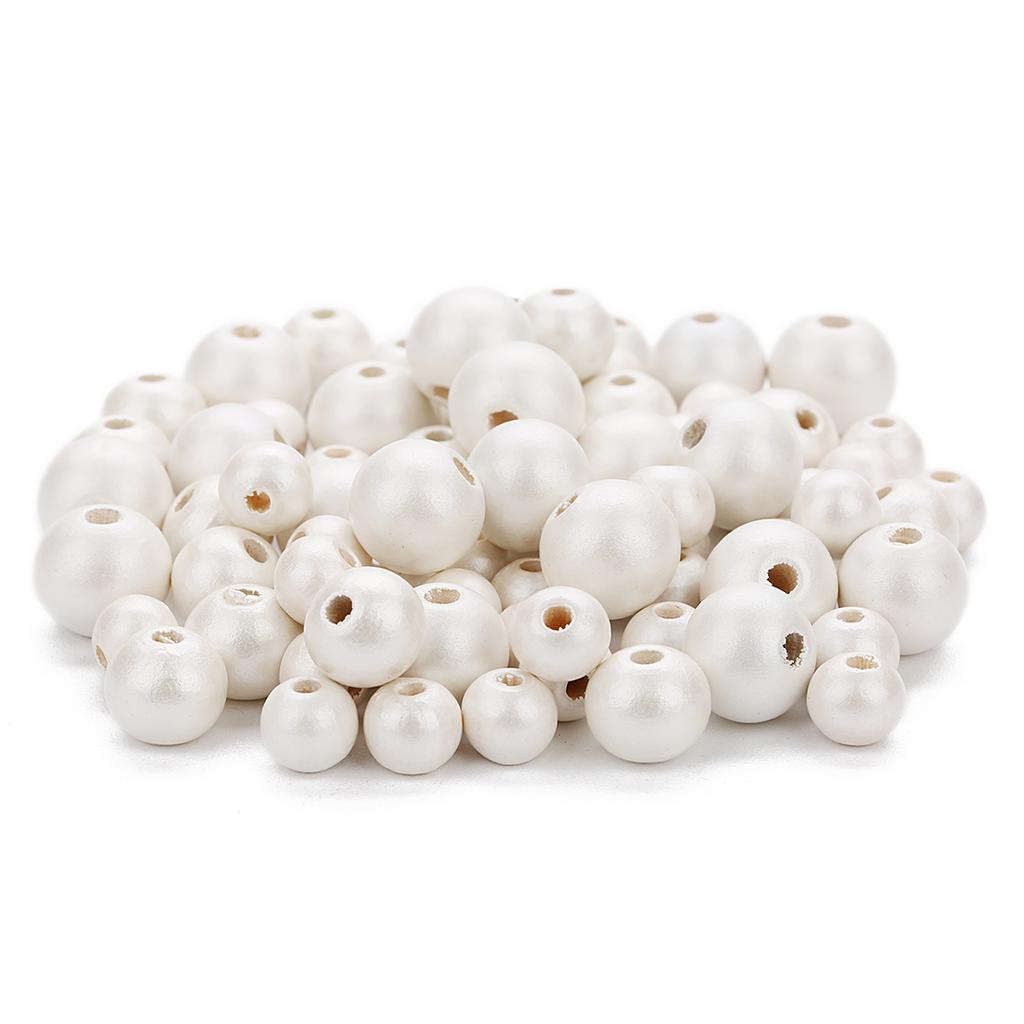 50-200pcs/Lot Plated Color Wooden Beads Coated Round Loose Spacer Ball Bead for Jewelry Making DIY Bracelet Necklace Accessories
