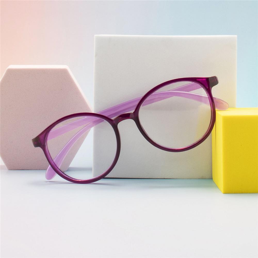 4PCS Round Non-Prescription Reading Glasses - Cute Full Rim PC Frame with Clear Polycarbonate Lenses