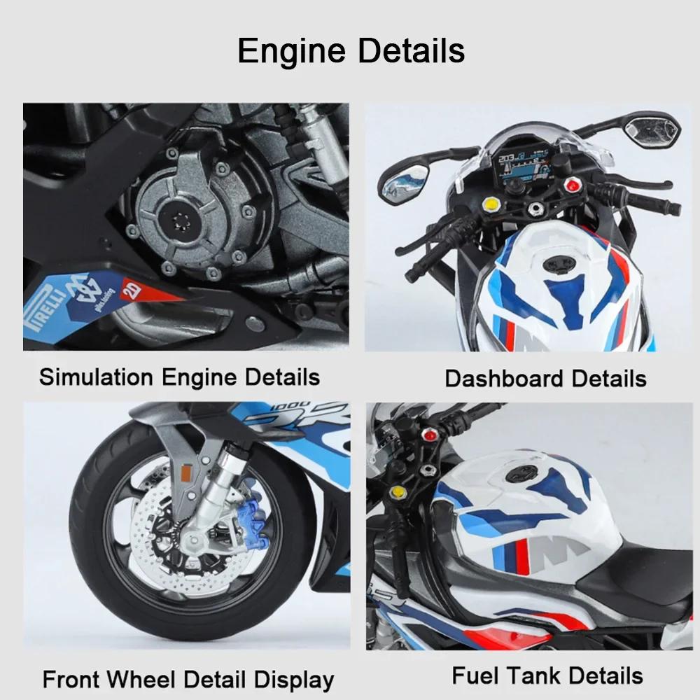 1/9 BMW RR1000 Motorcycles Alloy Diecast Toys Cars Models Miniature Motorcycle Toy Kids Festival Gifts Alloy Motorcycle Model