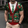 Mens Christmas Santa Claus Tree Print Crew Neck Short Sleeve T-Shirt - Festive Casual Tee Holiday Season