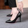 Sexy Moda Donna Décolleté in Morbida Pelle Primavera Nuovo Tacco Alto Sottile 2025 Nuove Scarpe da Abito Stiletto Nere Taglia Grande