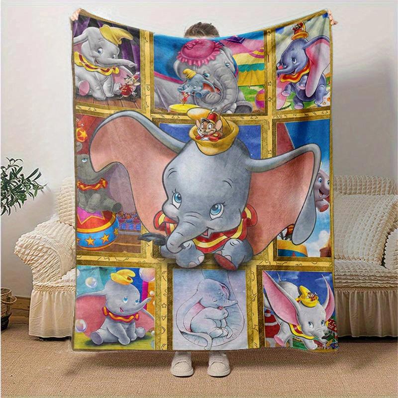 1pc. Cartoon Dumbo Elephant Circus Theme Blanket, Home Decor Gift for All Seasons,Soft Flannel Throw Blanket, Living Room, Travel, Camping,