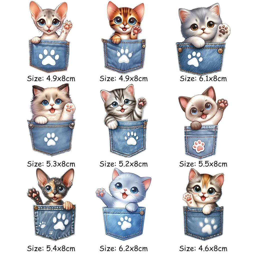 Animal Custom Patch 9Pcs Pocket Animals Decals Thermal Patches New Washable Diy Garment Accessory Heat Transfer