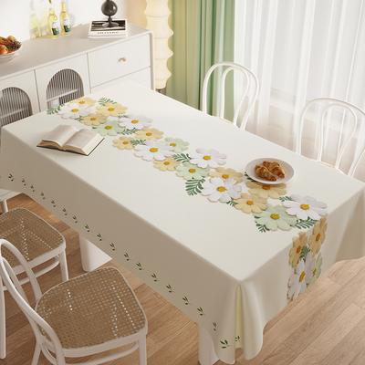 Tablecloth Waterproof And Oil-Proof Leave-In Modern Simple Light Luxury Rectangular Dining Table Cloth, Tablecloth Mat Tablecloth