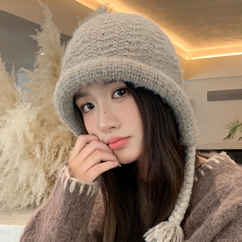 All Match Large Head Circumference Plus Wool Hat Autumn and Winter Outdoor Windproof and Warm Ear Protection Hat High End Feel Balaclava Hat