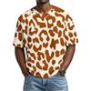 Herren T-Shirt mit Leopardenmuster, Atmungsaktives V-Ausschnitt Kurzarm Oberteil für Herren, Lässiges Mode Sommer T-Shirt