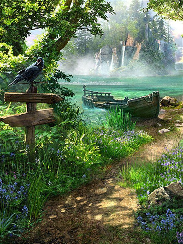 

RUOPOTY картина маслом по номерам лесной пейзаж настенное искусство уникальный подарок ручная роспись картина по номерам дерево декор детской комнаты 40x50cm NO Frame