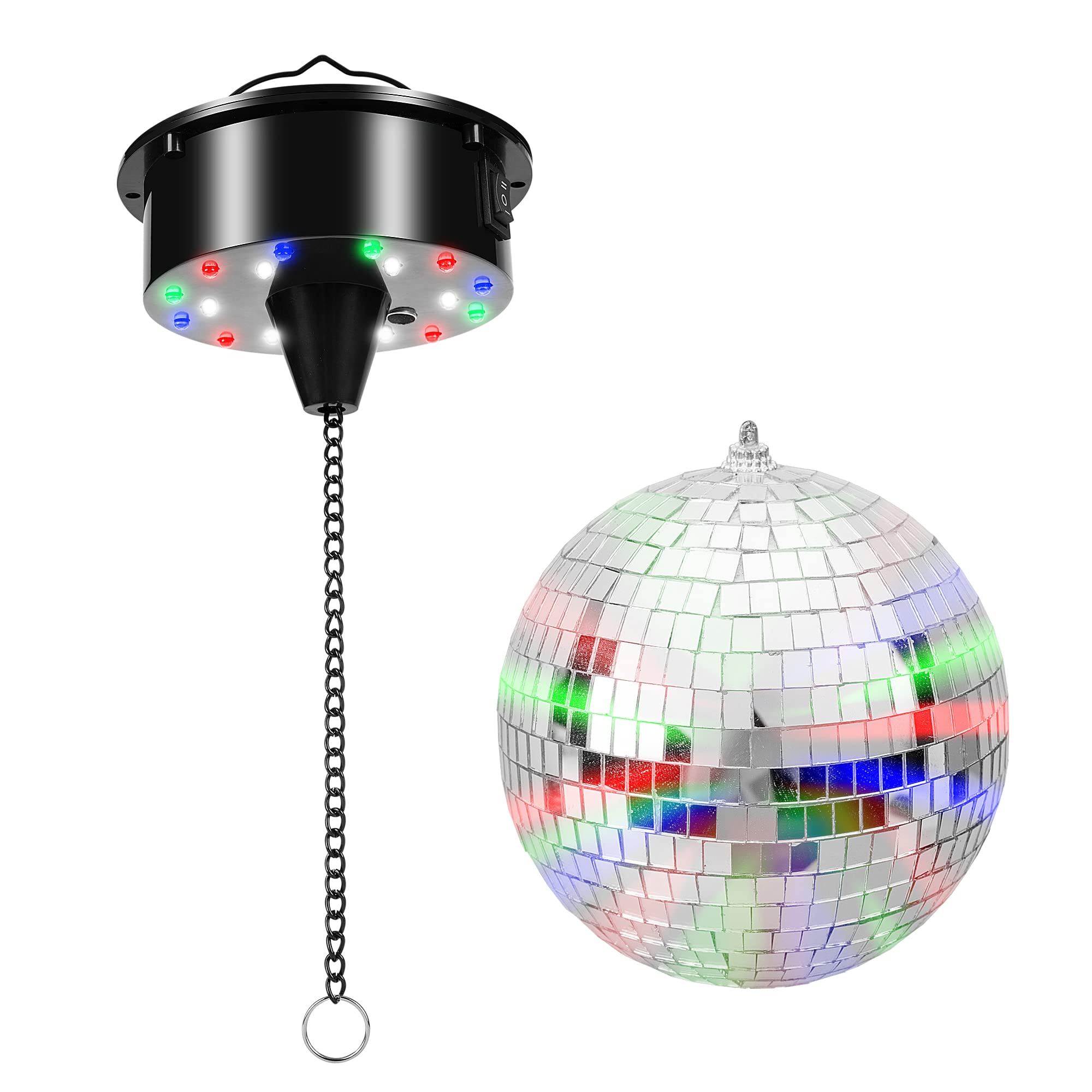 

LFUTARI 3RPM Rotating Mirror Ball Electric Motor with LED Lights 6 8 12 Inch Mirror Disco Ball for Banquet Nightclub Party Decoration