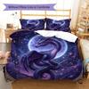 Purplemythicalcreature Pattern Bedding Quilt Set Quilt Cover Pillowcase Home Decoration Birthday Gift (1 * duvet cover + 2 * pillowcase, without core)