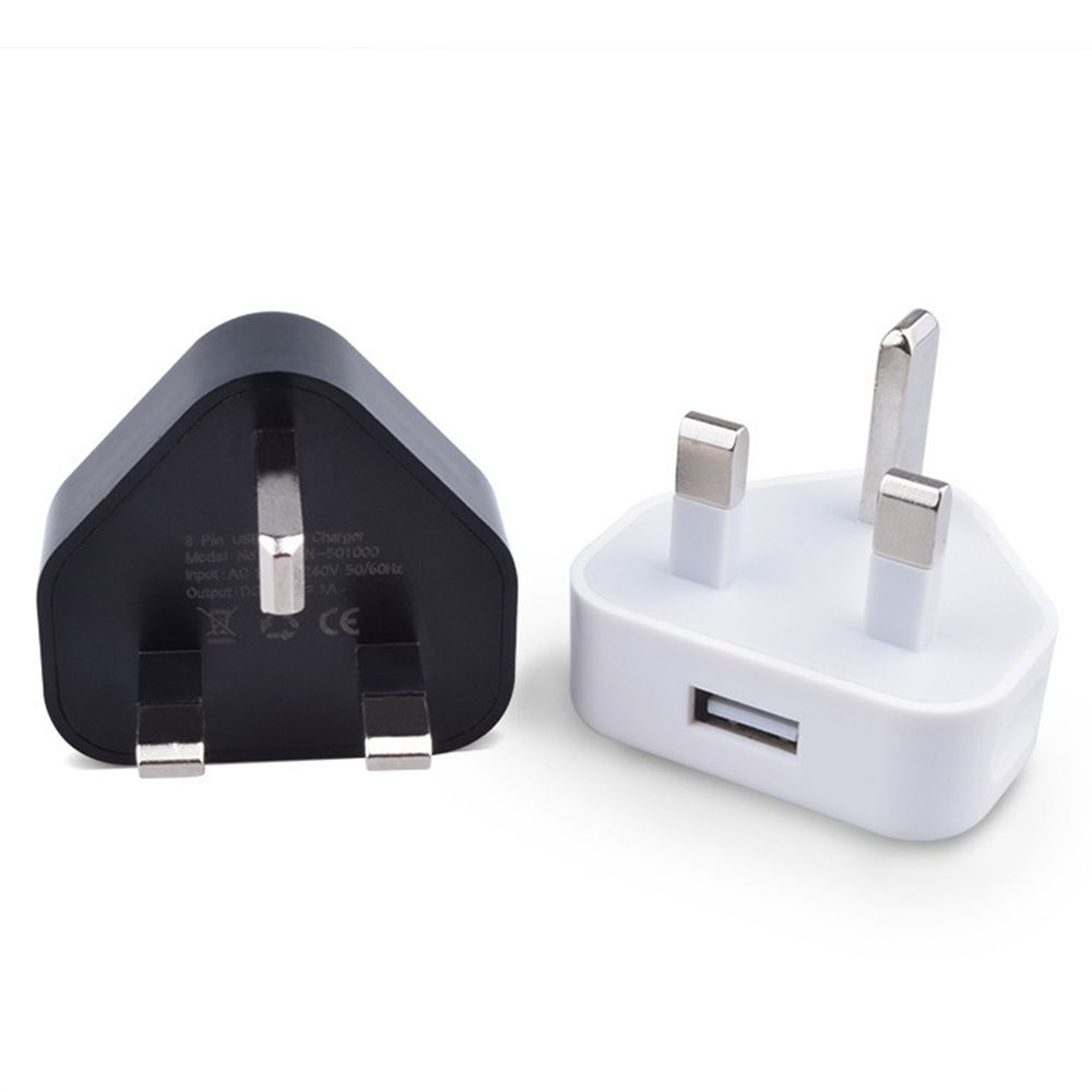 

3-контактное USB-зарядное устройство для путешествий, 5 В, 1 А, британская вилка, адаптер питания, настенное зарядное устройство