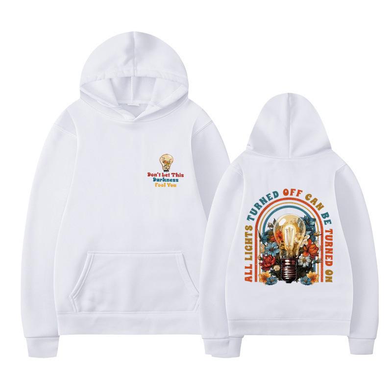 Don't Let This Darkness Fool You Bright Light Bulb Printed Men's Women's Fashion Casual Loose Comfortable Hoodie