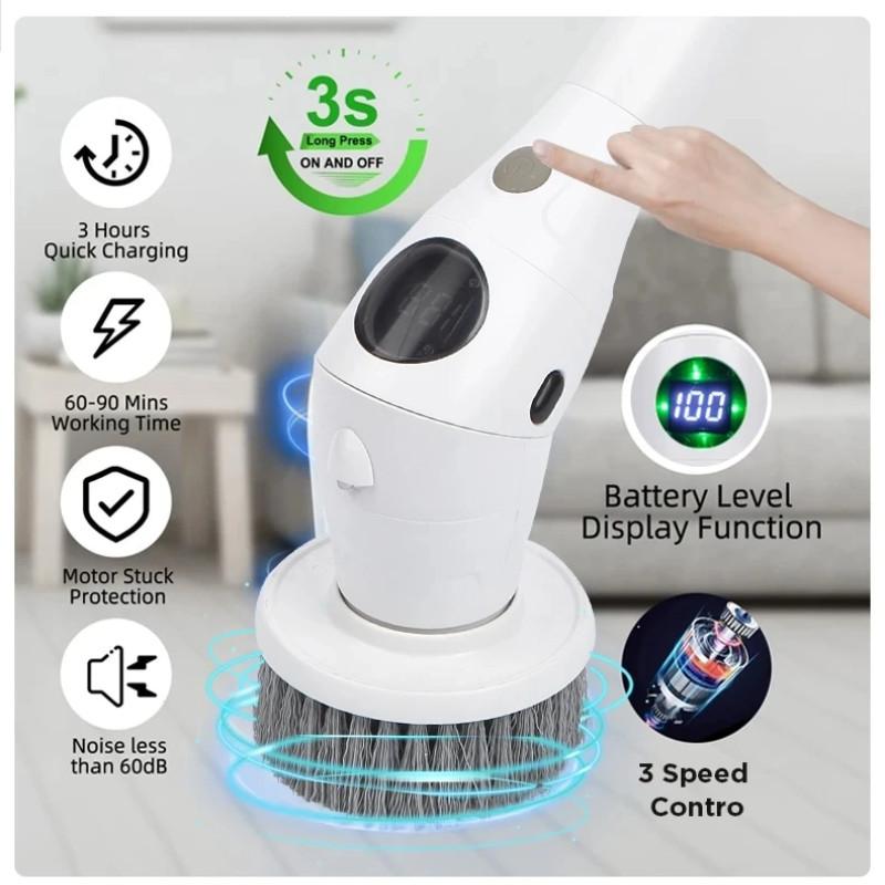 8-in-1 Multifunctional Electric Cleaning Brush Bathroom Kitchen Rotary Scrubber Household Handheld Rotatable Cleaning Tool