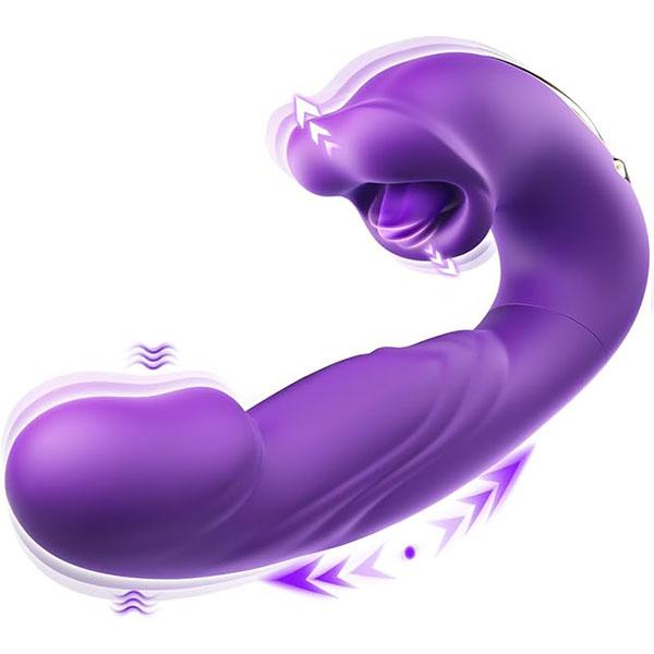 Vibrátor G-bodu Dildo Narážející vibrátor Dámské sexuální hračky 7 Narážejících & Vibračních & Lízacích režimů Jazyk Stimulace klitorisu Narážející dildo pro ženy