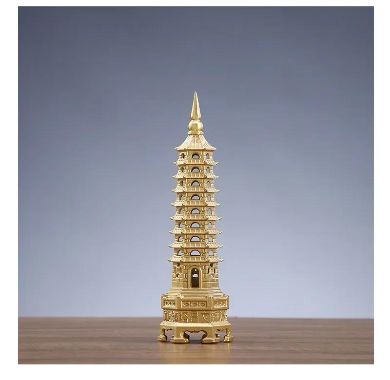 

Chinese Style Metal Wenchang Tower Thirteenth Floor Decoration Feng Shui Accessories Metal Handicrafts Buddhist Temple Supplies 5.2X18CM