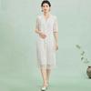 Black Fungus Edge Small V-neck Solid Color Heavy Embroidery Spring and Summer Fashion Mulberry Silk Short Sleeved Temperament Women's Vacation Dress