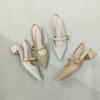 Sandals Single Shoes Women's Summer 2025 New Versatile Soft Leather Thick Heel Soft Sole Temperament Korean Version Shallow Mouth Pointed Shoes