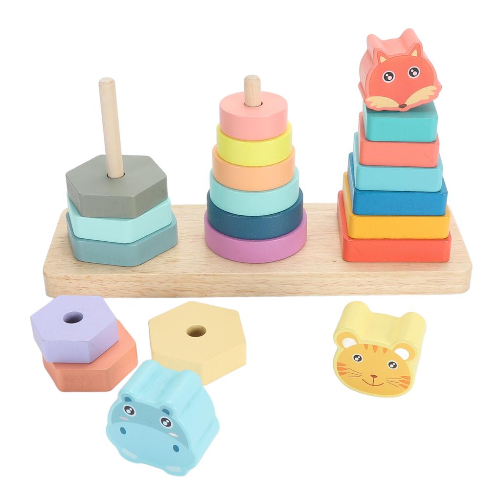 Wooden Sorting Stacking Toy Animal Shape Early Educational Color Shape Sorting Toys Game