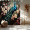Peacock Shower Curtain Turquoise Blue Green Animal Asian Japanese Chinese Style Retro Floral Women Girl Fabric Bathroom Decor