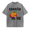 Naranjito Espana Spain Mascot Football Vintage Washed Tshirt Men Women Clothing Fashion Short Sleeve T Shirt Streetwear
