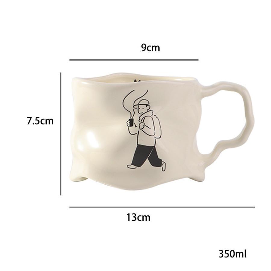 Creative Ceramic Irregular Mug Pair Simple Couple Cup Gift Office Coffee Cup Breakfast Milk Tea Cup