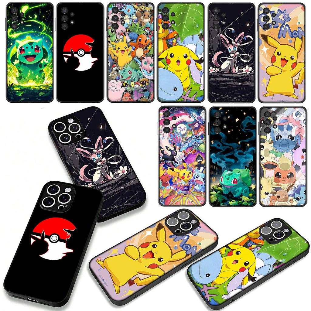 Cute P-Pokemons Bulbasaur P-Pikachus Phone Cover Case for Apple iPhone 16 15 14 Plus 13 12 Mini 17 Pro Max + 16E Air 16+ ProMax