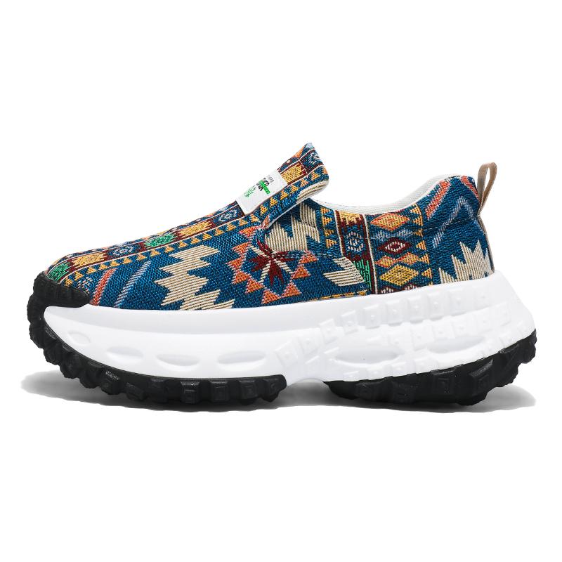 

Niche Brand Original Design Summer New Breathable Loafers For Women s Fashion National Pattern Height Increasing Shoes Daily 44 синий