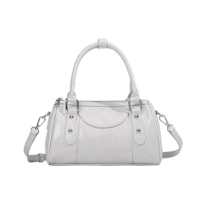 Stylish PU Bowler Bag Women Minimalist Urban Shoulder With Zip Phone Pocket