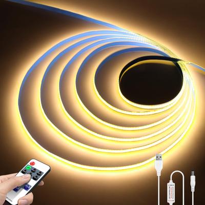 Lumières LED COB pour Décoration Murale de Chambre 5V Alimentation USB Bande de Diodes LED avec Télécommande RF Supporte la Variation d'Intensité Rétroéclairage TV Miroir