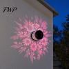 Metal Pattern Solar Lights Wall Light, 7 Color Changing Fence Outdoor Projection Seven LED Lamp, Waterproof Garden Lamp for Yard Patio Backyard Decor