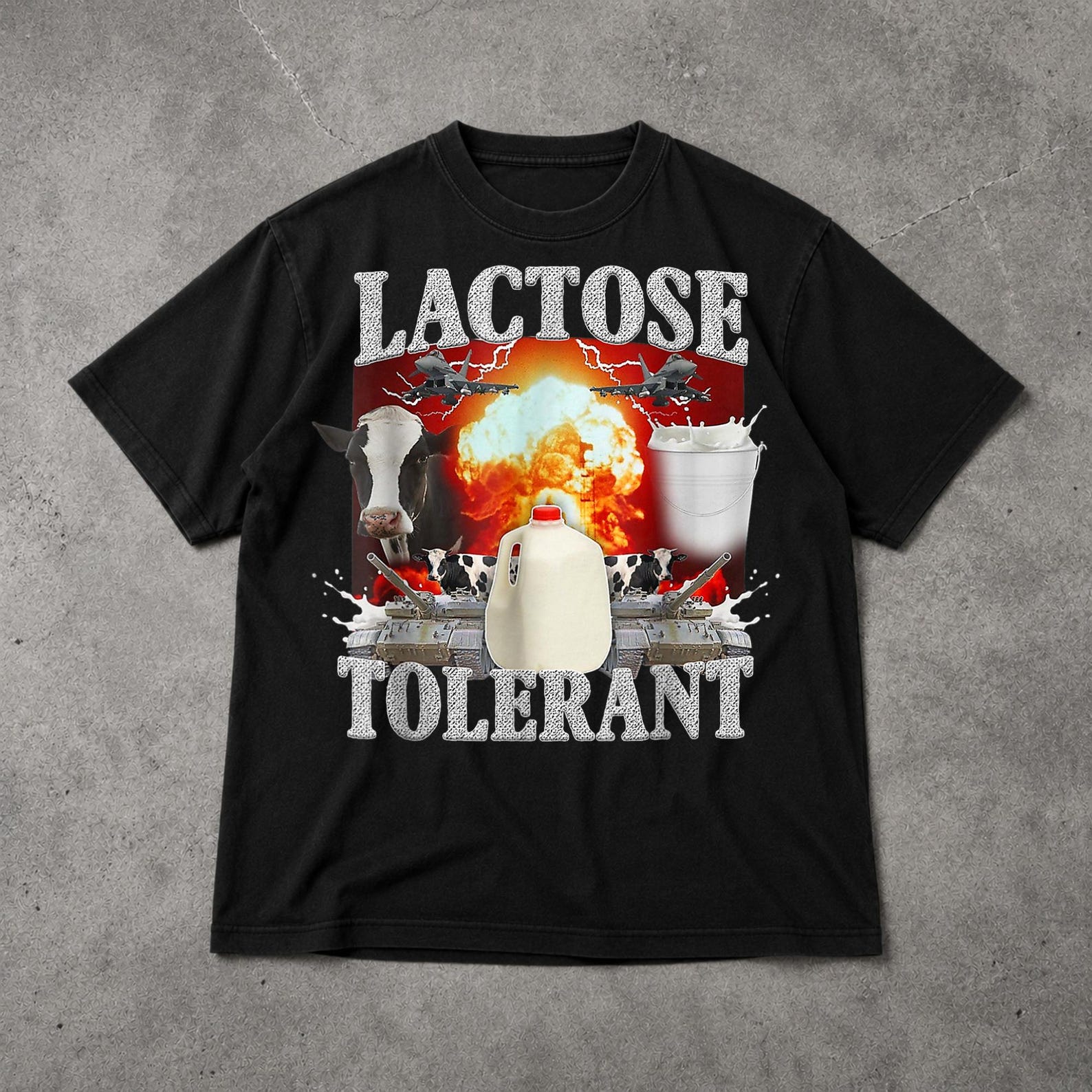 Lactose Intolerant T Shirt, Funny Dairy Humor Graphic Tee, Sarcastic Food Meme Unisex Shirt S