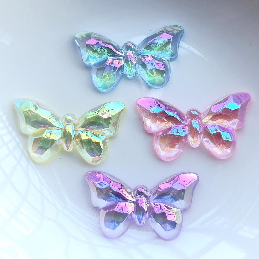 10 Stück 32 mm * 18 mm Mischkristall ab farbiger Schmetterling Acryl Flache Rückseite dekoratives Sammelalbum DIY Schmuck Handyhülle verzierter Schmetterling