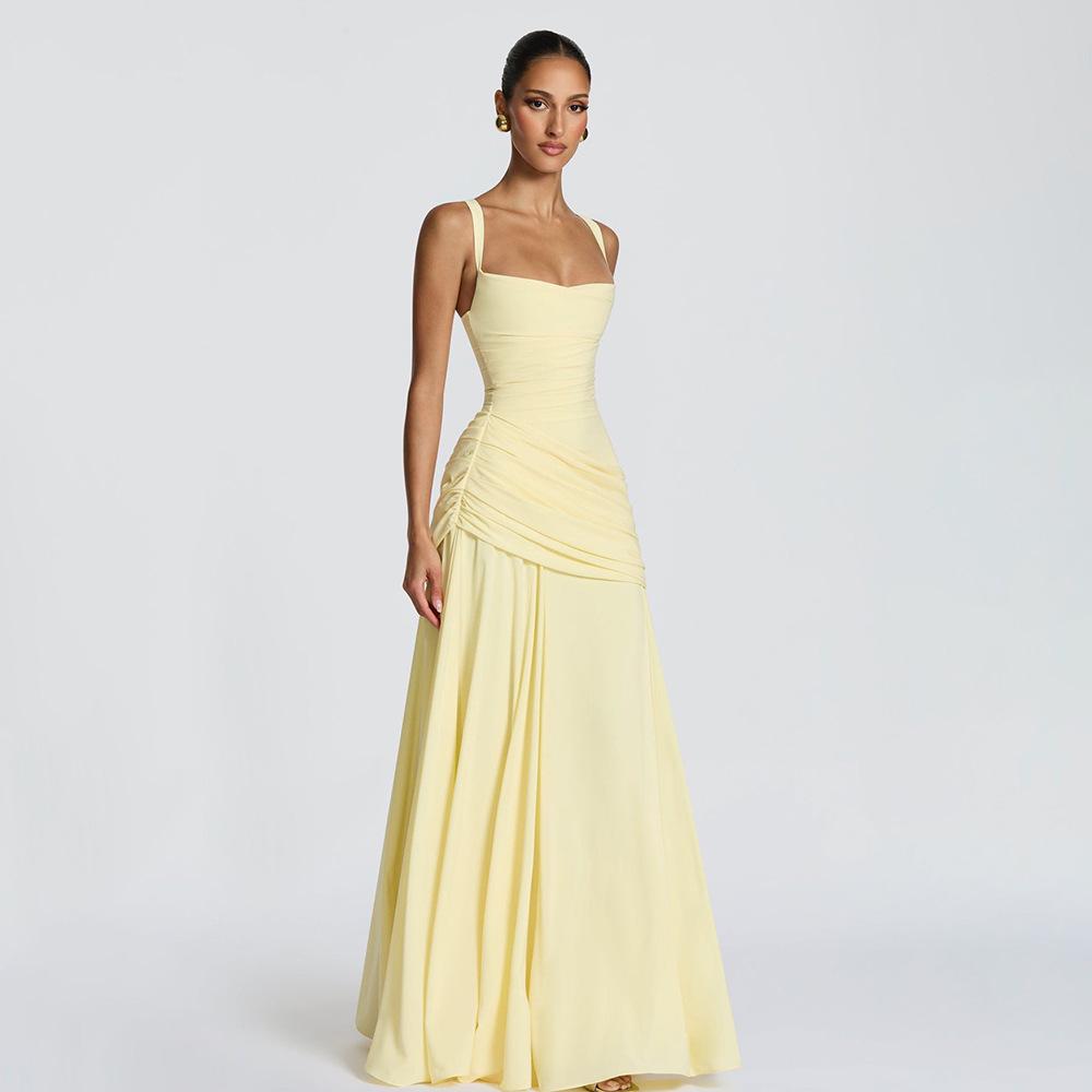 Women's European & American Slim-Fit Long-Sleeve Maxi Camisole Dress