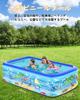 Inflatable Pool for Home Use, Kids, Double Leak-Proof, 3 Air Chambers, Heat Relief, Cushioned Bottom, IndoorRooftopBalconyGardenOutdoor Use, Family